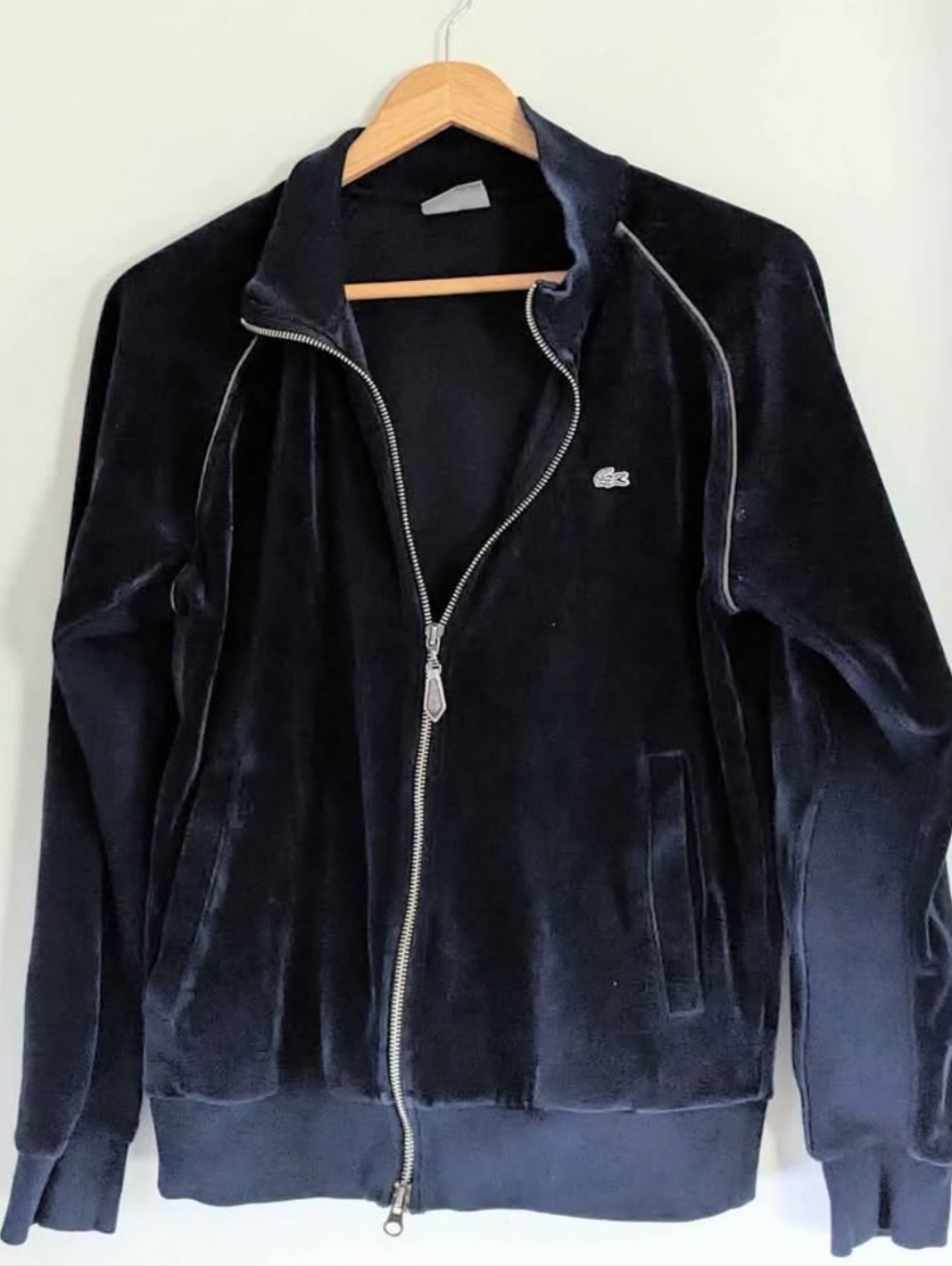 Retro-Style Lacoste Velvet Zipped Sweatshirt